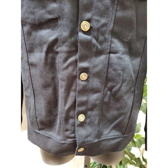 Men's Black Denim Cotton Long Sleeve Buttons Front Casual jeans Jacket Size M - Picture 4 of 9